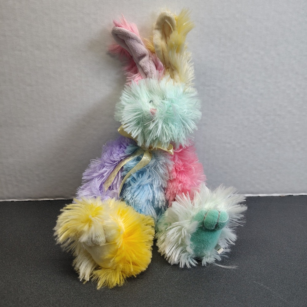 Boyds Bear Lil Rainbow Plush Bunny Rabbit Multi Color Pastel Jointed